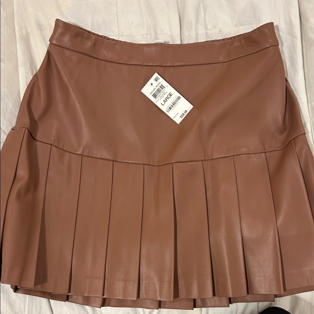 Bar III Tan Pleated Mini Skirt